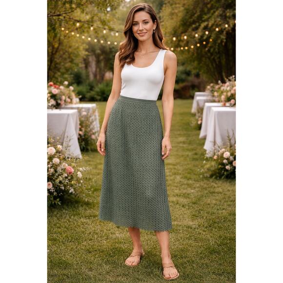 Lafayette 148 New York Dresses & Skirts - Lafayette 148 New York Lace Midi Skirt Womens Size 8 Lined Sage Green